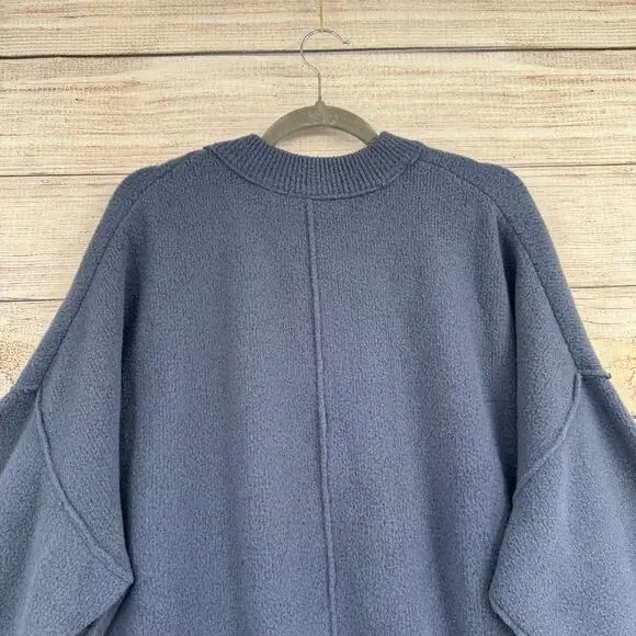 Free People High Low Boxy Oversized Sweater Womens Small Blue Rough Seam - Picture 4 of 12